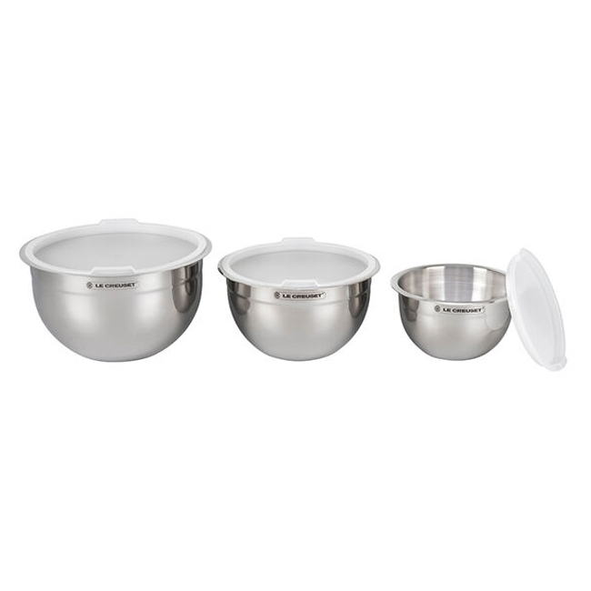 Le Creuset Stainless Steel Mixing Bowls with Lids, Set of 3