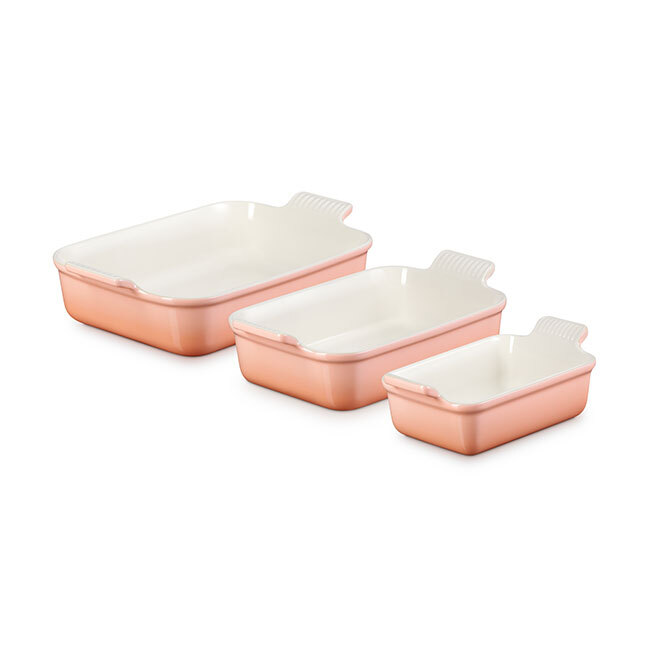 Le Creuset Heritage 3-Piece Rectangular Baking Dish Set - Pêche