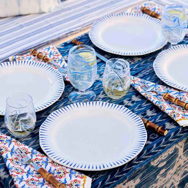 Juliska Sitio Stripe Dinner Plate | Delft Blue	