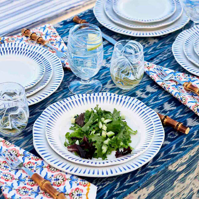 Juliska Sitio Stripe Dessert/Salad Plate | Delft Blue