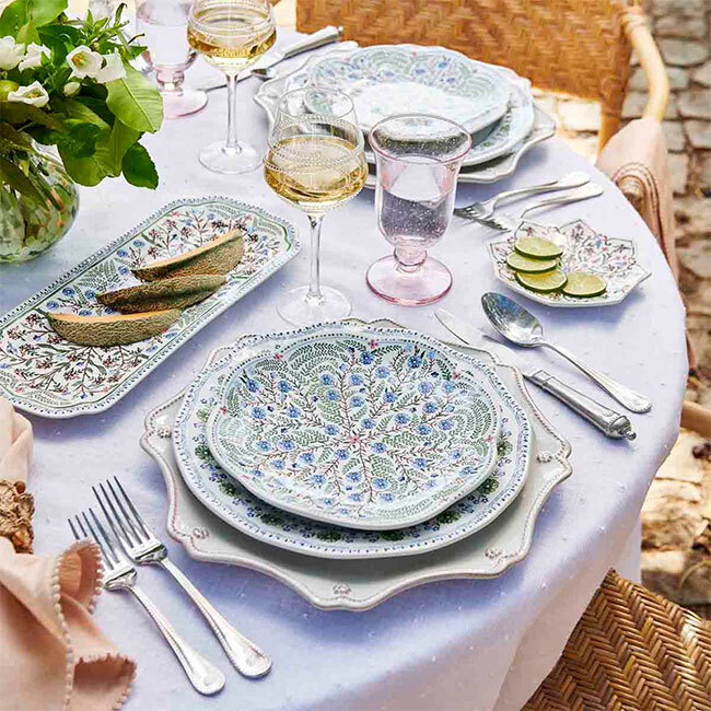 Juliska Villa Seville Scalloped Dessert/Salad Plate | Chambray - Place Setting