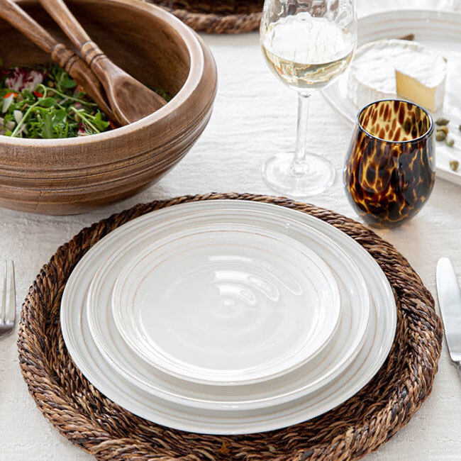 Juliska Puro Stemless Wine Glass | Tortoiseshell in place setting