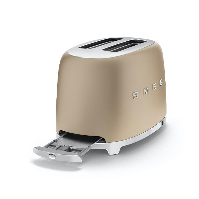 Smeg 2-Slice Toaster | Champagne - Crumb Tray