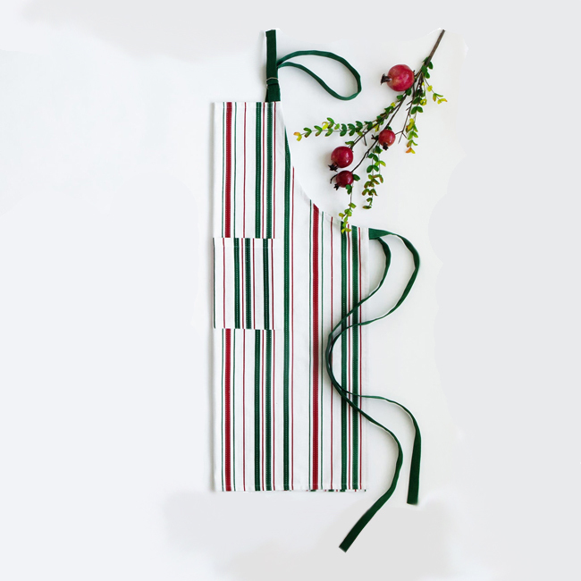 Viva by Vietri Bohemian Linens Stripe Red/Green Apron