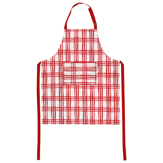 Viva by Vietri Bohemian Linens Plaid Red/White Apron