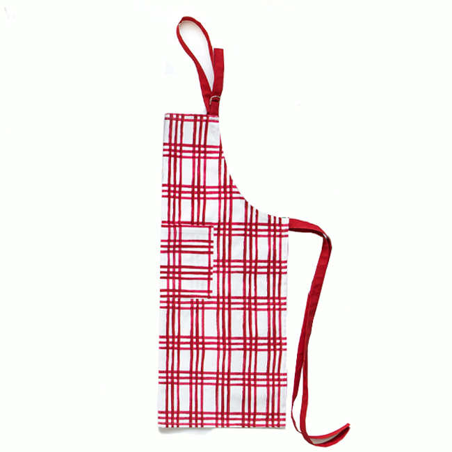 Viva by Vietri Bohemian Linens Plaid Red/White Apron