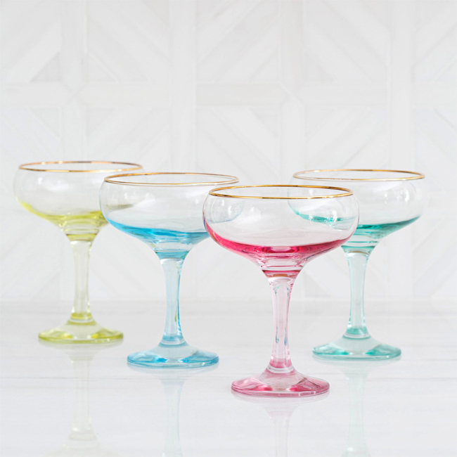 Viva by Vietri Rainbow Coupe Champagne Glass Group