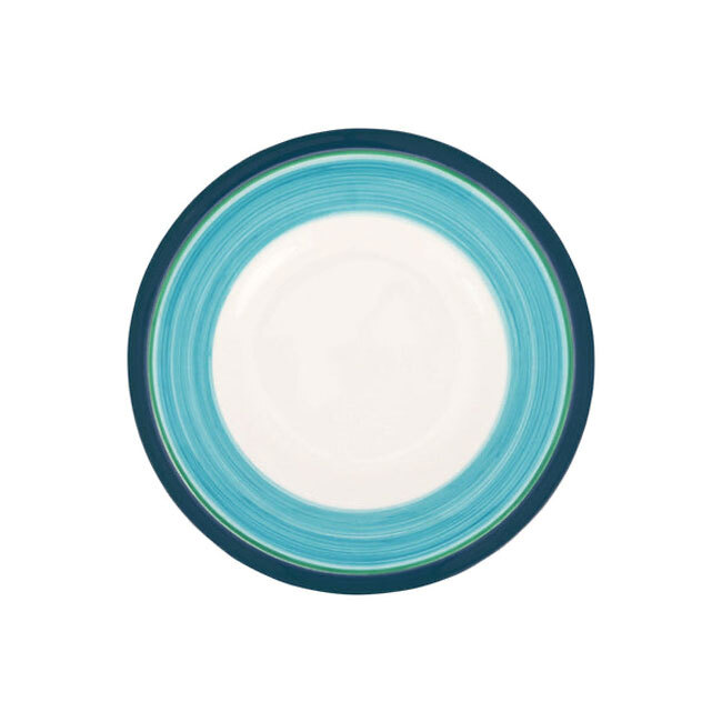 Product Viva by Vietri Lisbon Cobalt and Aqua Stripe Salad Plate