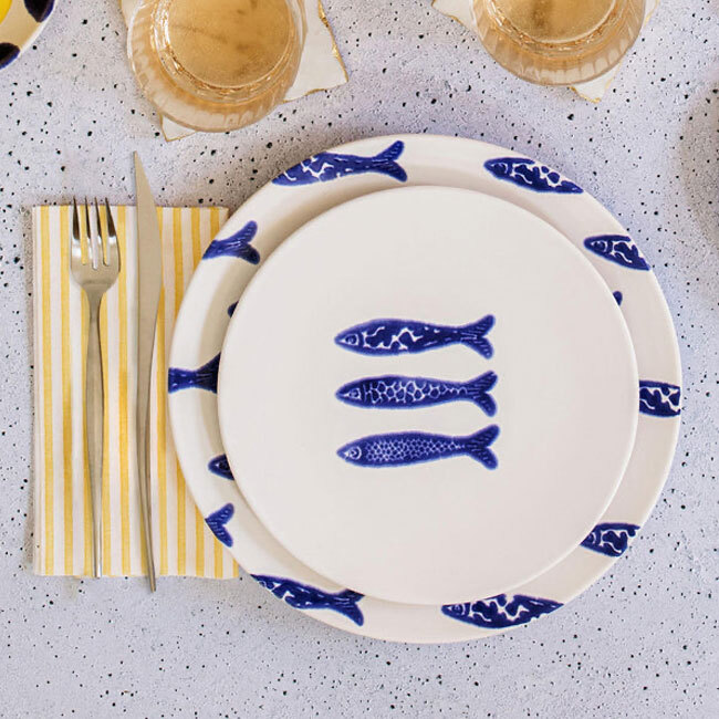 Viva by Vietri Santorini Minnows Salad Plate w/Dinner Plate