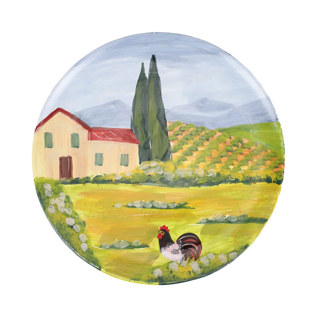 Vietri Wall Plates Villa with Rooster Round Wall Plate