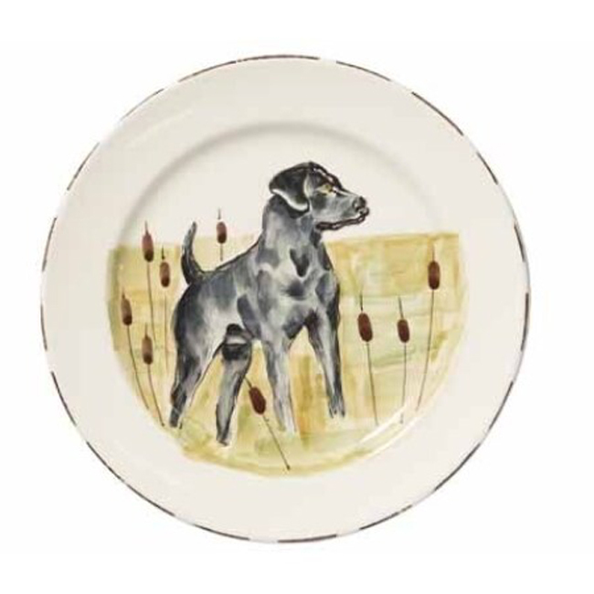 Vietri Wildlife Dinner Plate - Black Dog