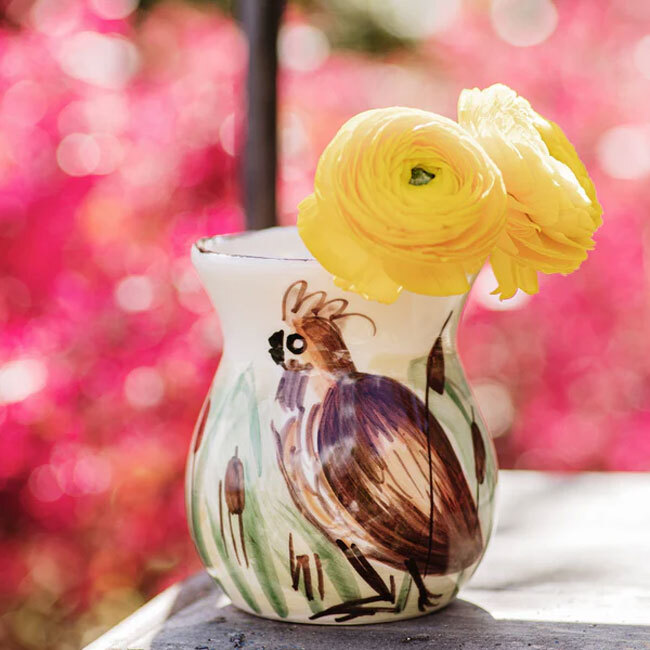 Vietri Wildlife Quail Bud Vase