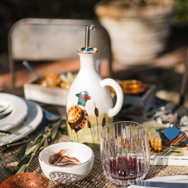 Vietri Wildlife Pheasant Handled Olive Oil Bottle 