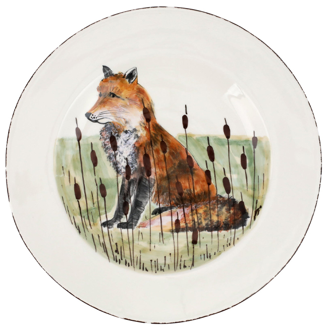 Vietri Wildlife Fox Rimmed Round Platter