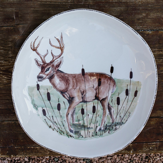 Vietri Wildlife Deer Large Bowl